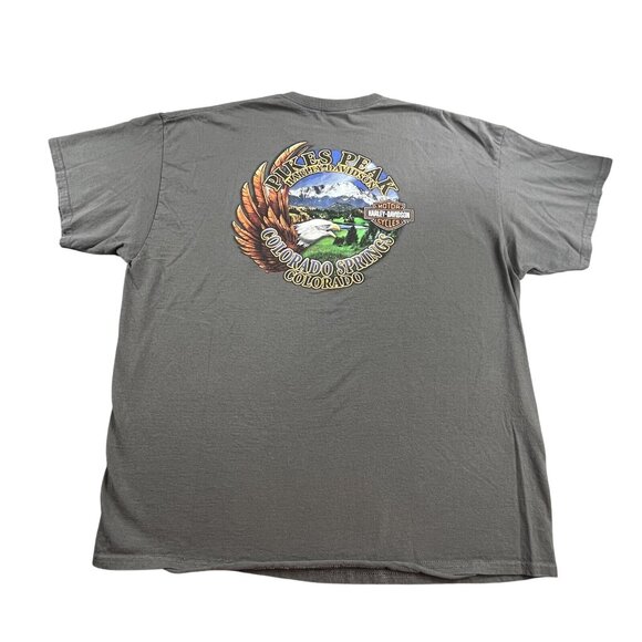 Harley Davidson Shirt  Mens 2XL Gray Pikes Peak Colorado Springs Soaring Eagle - Picture 1 of 9